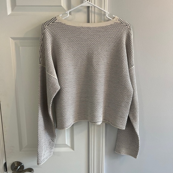 Striped Cream and Black Women's Sweater - Picture 2 of 5